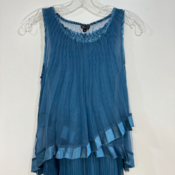 Komarov Set of 2 Sleeveless Pleated Fabric Dress Teal - Picture 2 of 10